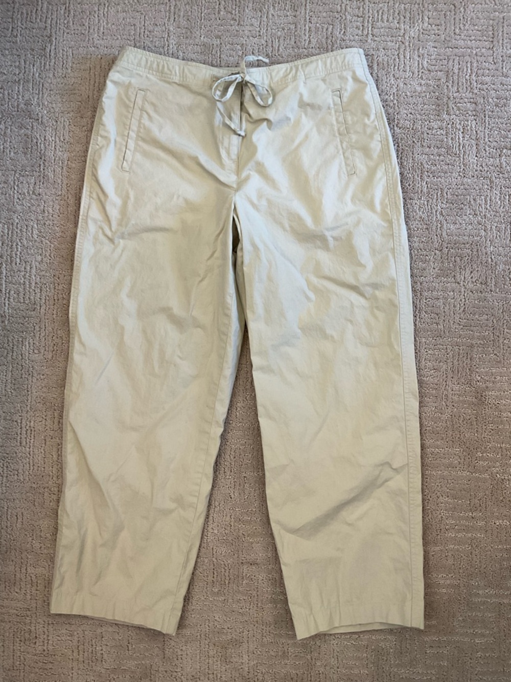 🌼🌸 Talbots Petites Beige Cropped Chino Pants Drawstring Stretch 10P EUC Classic